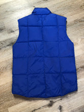 Load image into Gallery viewer, Kingspier Vintage - Land’s End blue down filled puffer vest with snap closures and slash pockets. Size small.
