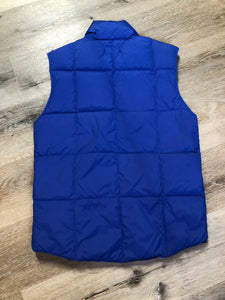 Kingspier Vintage - Land’s End blue down filled puffer vest with snap closures and slash pockets. Size small.