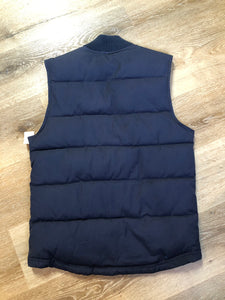 Kingspier Vintage - Merona navy blue puffer vest with zipper closure, slash pockets and inside pocket. Size small.