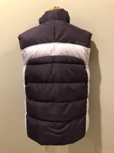 Load image into Gallery viewer, Kingspier Vintage - Columbia dark and light purple down filled puffer vest with zipper closure, vertical zip pockets and inside pocket. Size large.
