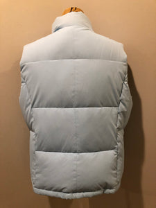 Kingspier Vintage - Alpinetek baby blue down filled puffer vest with zipper and snap closures, vertical zip pockets. Size large.