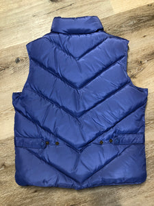 Kingspier Vintage - Eddie Bauer purple down filled puffer vest with zipper closure and slash pockets. Size medium.