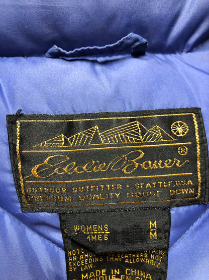 Kingspier Vintage - Eddie Bauer purple down filled puffer vest with zipper closure and slash pockets. Size medium.