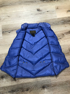 Kingspier Vintage - Eddie Bauer purple down filled puffer vest with zipper closure and slash pockets. Size medium.