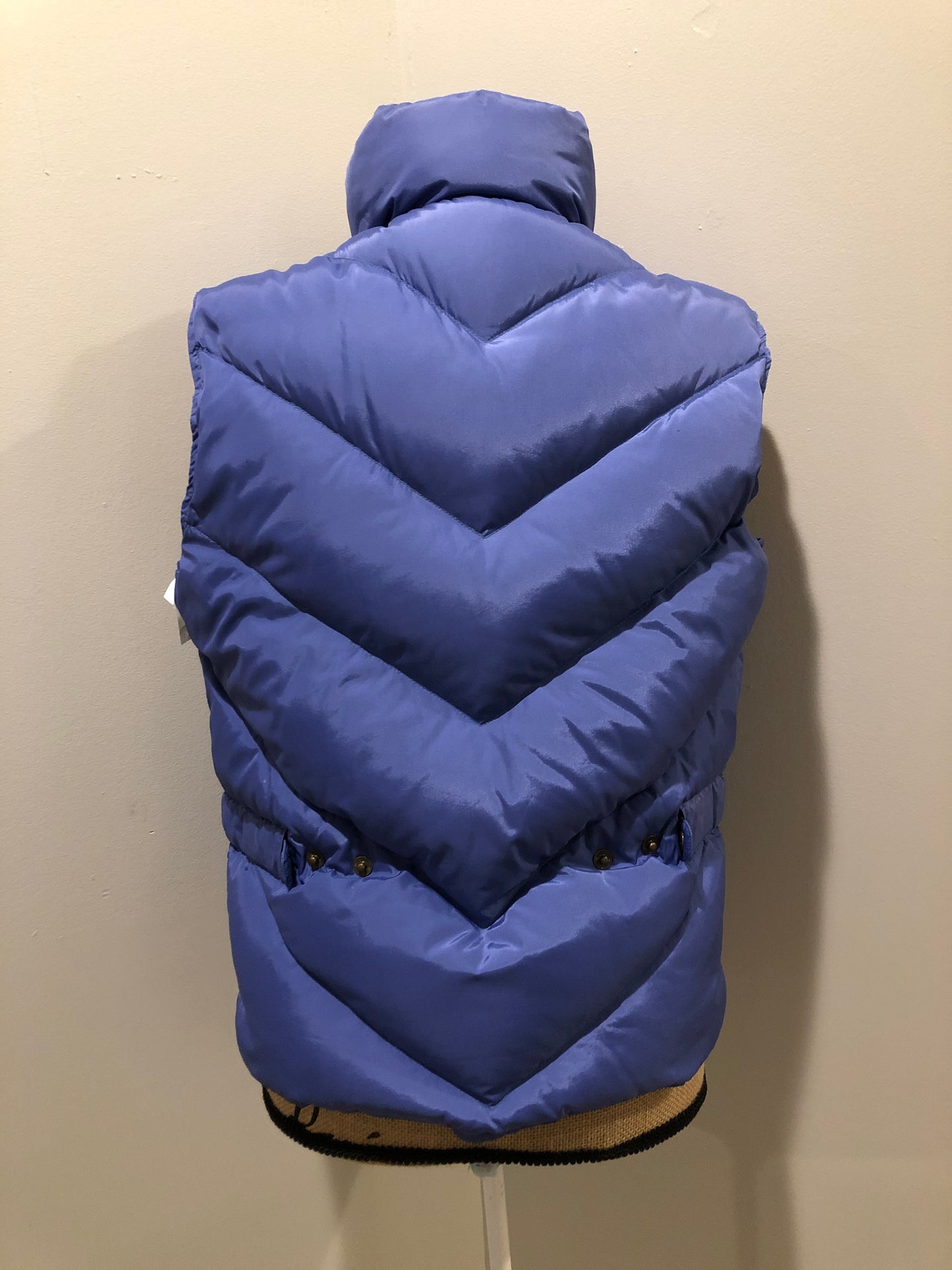 Kingspier Vintage - Eddie Bauer purple down filled puffer vest with zipper closure and slash pockets. Size medium.