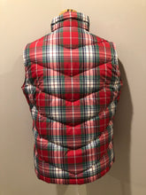 Load image into Gallery viewer, Kingspier Vintage - Land’s End red/ green/ blue/ white plaid down filled vest with zipper closure and slash pockets. Size medium.
