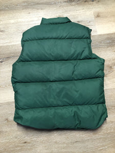 Kingspier Vintage - L.L.Bean forest green down filled puffer vest with snap closures, patch pockets and is longer in the back.