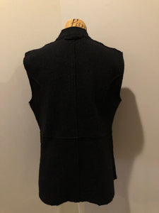Kingspier Vintage - Venario black wool vest with red paisley lining, snap closures and flap pockets.