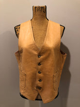 Load image into Gallery viewer, Kingspier Vintage - Cordovan tan leather vest with button closures and patch pockets.
