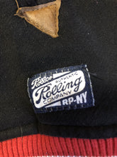 Load image into Gallery viewer, Kingspier Vintage - Vintage 1980’s Rolling Paper Co. varsity style jacket with snap closures and slash pockets. Cotton/ polyester blend. Size medium.
