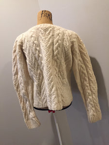 Kingspier Vintage - Dino Pisani cream coloured hand knit, cable knit wool jumper. Made in Italy. Size small. 