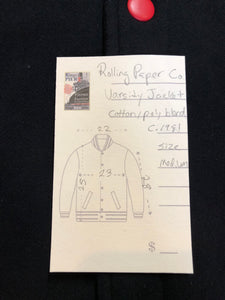 Kingspier Vintage - Vintage 1980’s Rolling Paper Co. varsity style jacket with snap closures and slash pockets. Cotton/ polyester blend. Size medium.