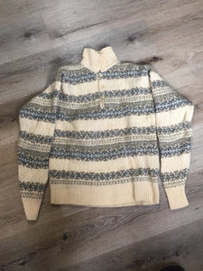 Kingspier Vintage - Vintage Conte of Florence cream, brown, green and blue wool sweater. Made in Italy, Size small/ medium. 