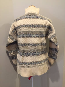 Kingspier Vintage - Vintage Conte of Florence cream, brown, green and blue wool sweater. Made in Italy, Size small/ medium. 