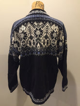 Load image into Gallery viewer, Kingspier Vintage - Dale of Norway black, white and blue 2002 Olympics wool sweater. Size XL.
