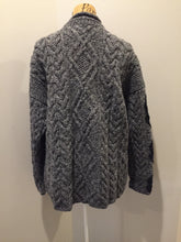 Load image into Gallery viewer, Kingspier Vintage - Hand knit grey and black wool jumper with rolled collar. Size L/XL.
