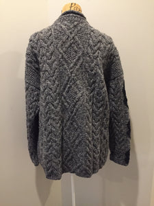 Kingspier Vintage - Hand knit grey and black wool jumper with rolled collar. Size L/XL.