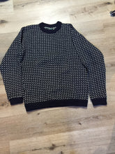 Load image into Gallery viewer, Kingspier Vintage - Roots authentic Nordic wool sweater in navy and white. Made in Norway. Size XL.
