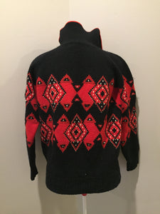 Kingspier Vintage - Vintage V. Oscar black and red wool ski sweater. Made in Italy. Size medium
