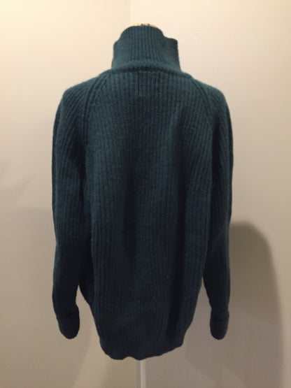 Kingspier Vintage - Great Northern Knitters green wool button up sweater. Made in Canada, Size M/L. 