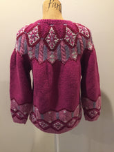 Load image into Gallery viewer, Kingspier Vintage - Ashley Sport hand knit wool Lpoi style sweater in magenta. Size large.
