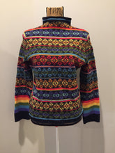 Load image into Gallery viewer, Kingspier Vintage - Vintage wool Nordic style jumper with multi-coloured psychedelic pattern. Size small.
