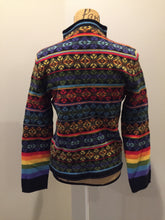 Load image into Gallery viewer, Kingspier Vintage - Vintage wool Nordic style jumper with multi-coloured psychedelic pattern. Size small.
