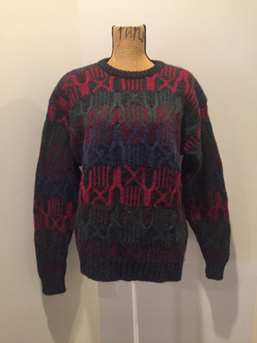 Kingspier Vintage - Woolrich grey/red/blue/green wool jumper. Size L/XL.
