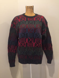 Kingspier Vintage - Woolrich grey/red/blue/green wool jumper. Size L/XL.