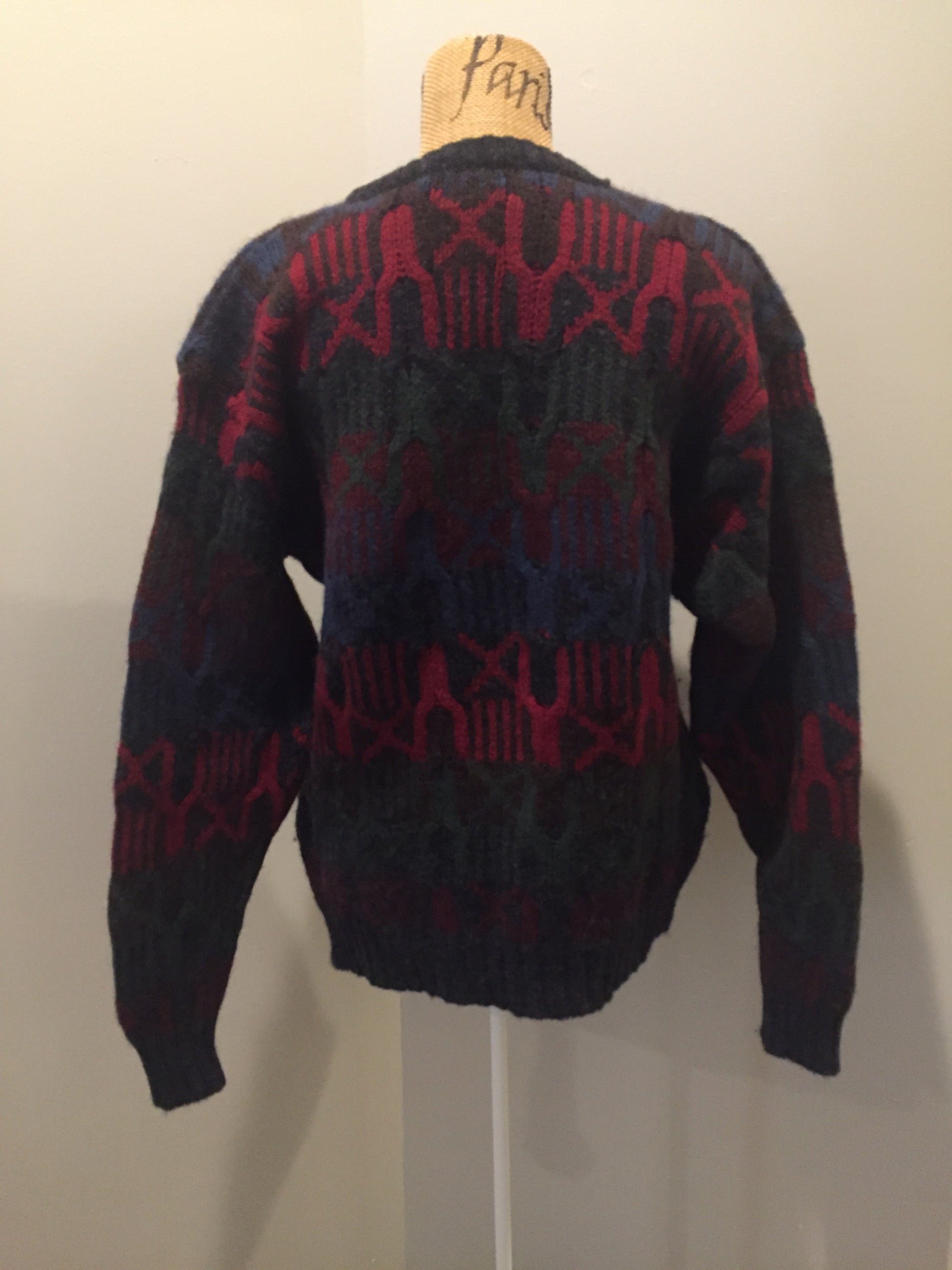 Kingspier Vintage - Woolrich grey/red/blue/green wool jumper. Size L/XL.