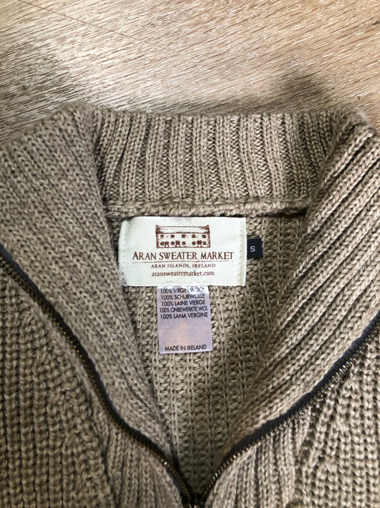 Kingspier Vintage - Aran ribbed knit merino wool sweater. Made in Ireland. Size small. *Bonus* From the TV show “Man in the High Castle” stock.