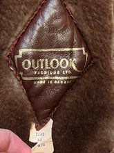 Load image into Gallery viewer, Vintage Outlook Fashions LTD shearling bomber jacket with zipper closure and two front pockets and two inside pockets.

Made in Canada
Chest 42”
