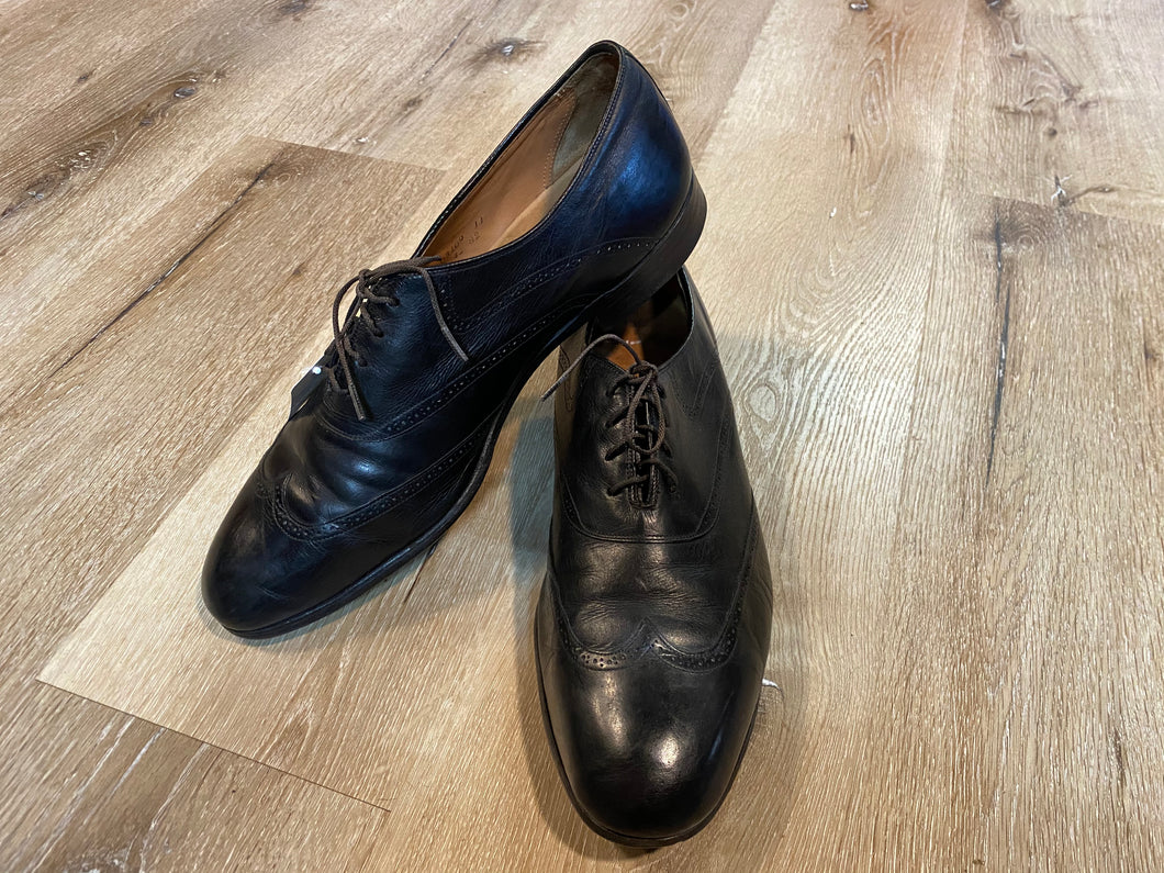 Kingspier Vintage - Black Kangaroo Leather Quarter Brogue Wingtip Oxfords by Dack's - Sizes: 12M 14W 45EURO, Made in Canada, Leather Sole and Partial Rubber Heel