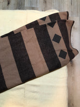 Load image into Gallery viewer, Kingspier Vintage - Brown striped wool throw with diamond shape design.

