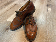 Load image into Gallery viewer, Kingspier Vintage - &lt;p&gt; Brown Ranch Oxhide Leather Full Brogue Wingtip Derbies by Alan McAfee LTD London W.I.&lt;/p&gt;
&lt;p&gt;Sizes: 6M 7.5W 38-39EURO&lt;/p&gt;
&lt;p&gt;Made in England&lt;/p&gt;
&lt;p&gt;Leather Soles&lt;/p&gt;
&lt;p&gt;McAfees Rubbertip Heels&lt;/p&gt;
&lt;p&gt;Original Style Information and Sizing Handwritten on Inside&lt;/p&gt;
