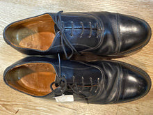 Load image into Gallery viewer, Kingspier Vintage - Black Leather Plain Cap Toe Oxfords - Sizes: 6.5M 8W 39-40EURO, Made in Canada, Leather Soles, Biltrite Rubber Heels
