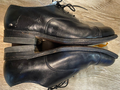 Kingspier Vintage - Black Leather Plain Cap Toe Oxfords - Sizes: 6.5M 8W 39-40EURO, Made in Canada, Leather Soles, Biltrite Rubber Heels