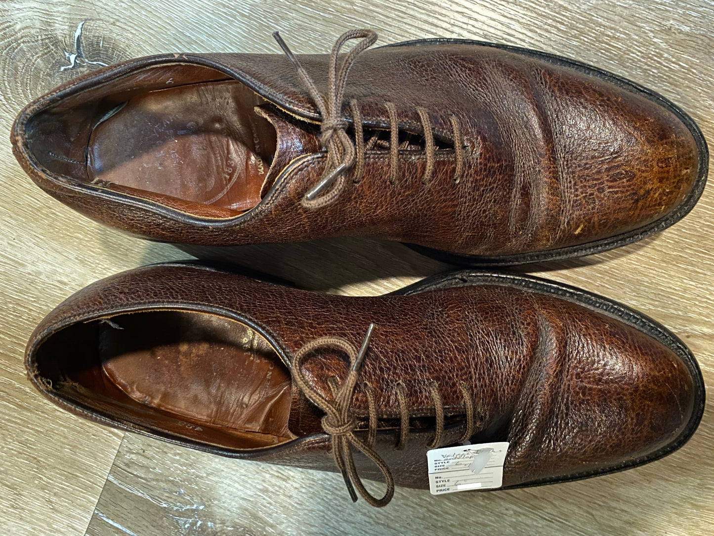 Kingspier Vintage - Brown Whole Cut Antelope Leather Plain Toe Oxfords by Dack’s Extra Quality - Sizes: 6M 7.5W 38-39EURO, Made in Canada, Leather Soles, Biltrite Rubber Heels