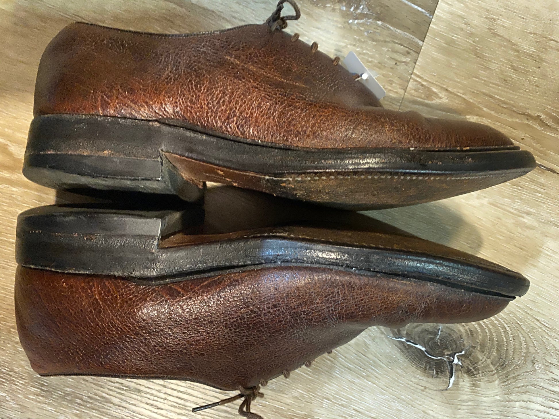 Kingspier Vintage - Brown Whole Cut Antelope Leather Plain Toe Oxfords by Dack’s Extra Quality - Sizes: 6M 7.5W 38-39EURO, Made in Canada, Leather Soles, Biltrite Rubber Heels