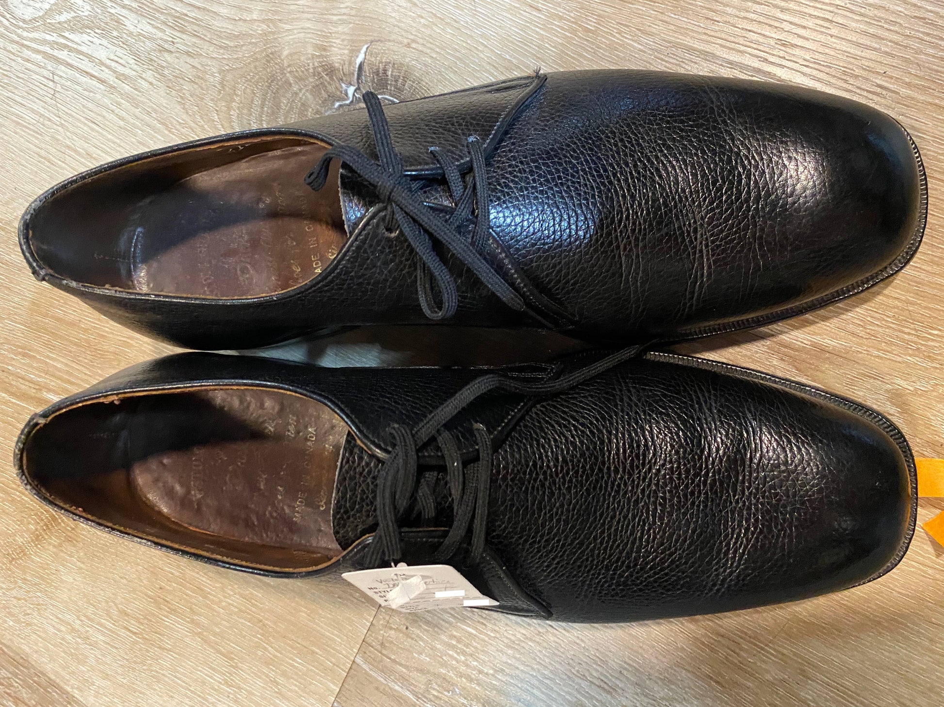 Kingspier Vintage - Black Plain Toe Derby Shoes by Dack's Finest Quality Shoes for Men, Sizes: 7M 8.5W 39-40EURO, Made in Canada, Custom Grade by Dacks, Dack's Leather Soles and Rubber Heels