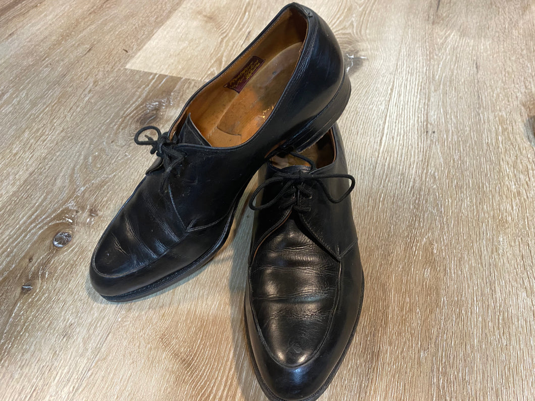 Kingspier Vintage - “No Breaking-In” Black Leather Derbies by MacFarlane Leisure Rester-Flex - Sizes: 7M 8.5W 39-40EURO, Made in Canada, Leather Soles, D Ball B Heel