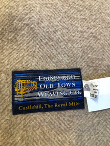 Kingspier Vintage - Edinburgh Old Town Weaving Co. taupe 100% wool lap blanket.