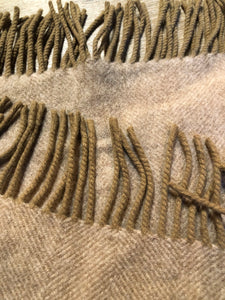 Kingspier Vintage - Edinburgh Old Town Weaving Co. taupe 100% wool lap blanket.