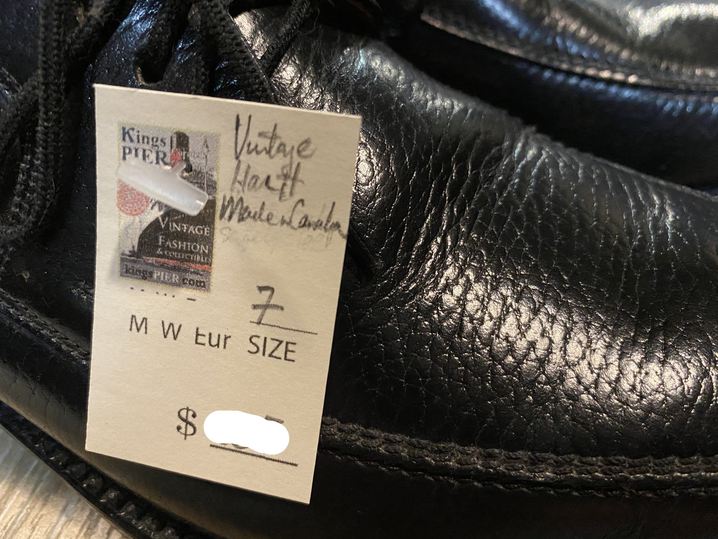 Kingspier Vintage - Black Leather Derbies by Hartt - Sizes: 7M 8.5W 39-40EURO, Made in Canada, Canada’s Finest Shoemakers, Leather Soles, Goodyear Rubber Heels