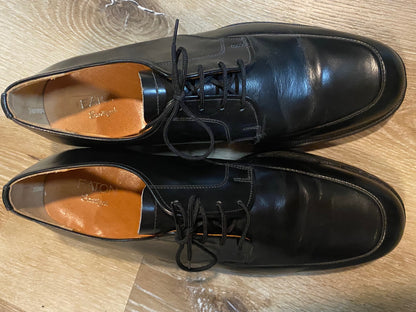 Kingspier Vintage - Black Leather Derbies by Eaton Sanitized, Sizes: 7M 8.5W 39-40EURO, Made in Canada, Leather Soles, Biltrite Rubber Heels