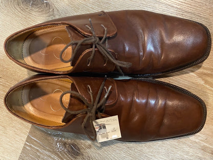 Kingspier Vintage - Brown Vero Cuoio Plain Toe Derbies - Sizes: 7M 8.5W 39-40EURO, Made in Italy, “M”, Leather Soles and Half Rubber Heels