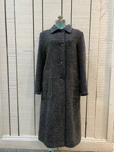 Load image into Gallery viewer, Vintage U-Tex Design long grey wool blend (55% wool/ 25% polyester/ 20% nylon) coat with button closures, two front patch pockets and removable mongolian wool style collar.

Made in Moldova
