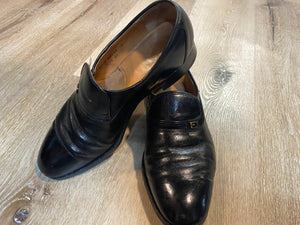 Kingspier Vintage - Black Kangaroo Leather Loafers with Small Metal Detail on Tongue by Dack's - Sizes: 8M 10W 40-41EURO, Made in New Brunswick Canada, Genuine Kangaroo, New Cuoificio La Querce Leather Sole Jumbo Super Prime 5 1/3 (Italy), Vibram Rubber Heels