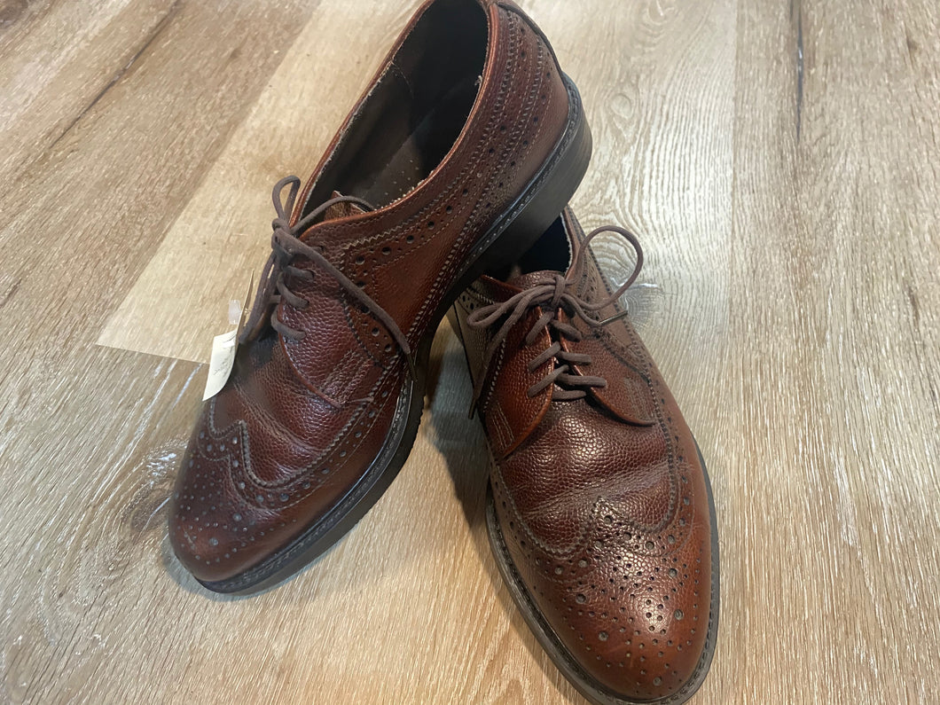 Kingspier Vintage - Brown Full Brogue Wingtip Derbies by Dexter - Sizes: 8.5M 10.5W 41-42EURO, Made in USA, Pebbled Leather Texture, Leather and Rubber Soles