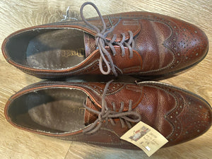 Kingspier Vintage - Brown Full Brogue Wingtip Derbies by Dexter - Sizes: 8.5M 10.5W 41-42EURO, Made in USA, Pebbled Leather Texture, Leather and Rubber Soles